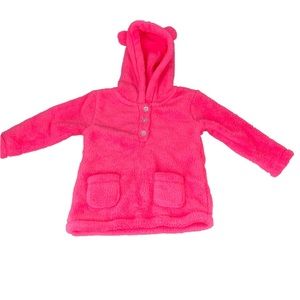 NWT BABY GIRL FLEECE PULLOVER HODDIE 12 M CARTERS EARS NEW